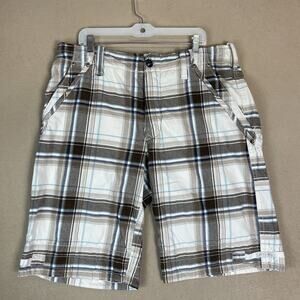 Jet Lag Short Mens 38 Multicolor Plaid Organic Sanforized Drawstring Waist Chino